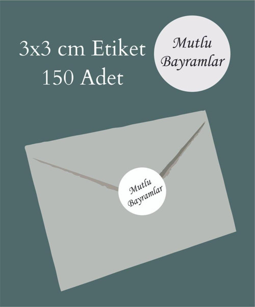 Mutlu Bayramlar Yuvarlak Yapışkanlı Etiket 3 x 3 cm 150 Adet