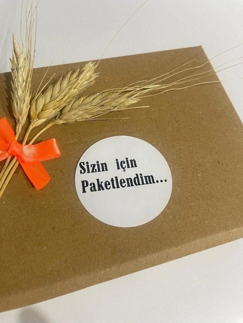 Sizin İçin Paketlendim Siyah Kalın Yazılı Yuvarlak Yapışkanlı Etiket 3 x 3 cm 150 Adet
