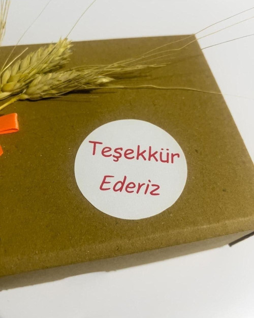 Teşekkür Ederiz Kırmızı Yazılı Yuvarlak Yapışkanlı Etiket 3 x 3 cm 150 Adet