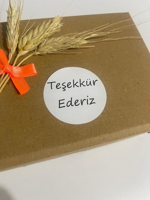 Teşekkür Ederiz Siyah Yazılı Yuvarlak Yapışkanlı Etiket 5 x 5 cm 100 Adet