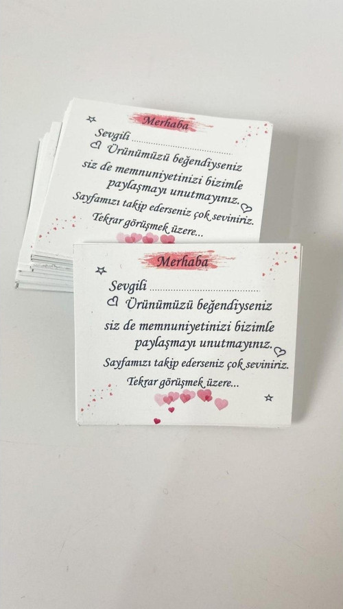 Teşekkür Kartı 5 x 7 cm 50 Adet