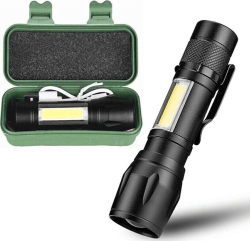 Ultra Güçlü 2500 Lumen 5w Cob Led Usb Şarjlı El Feneri Avcılık Feneri Kamp Feneri