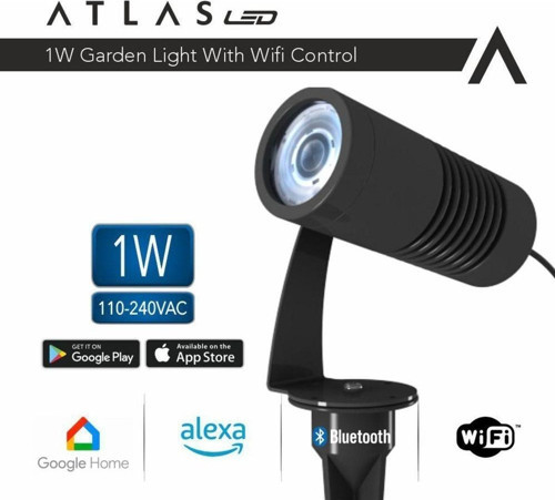Atlas 1W WI-FI Kontrollü Led Bahçe Peyzaj Spotu-220V Siyah Kasa