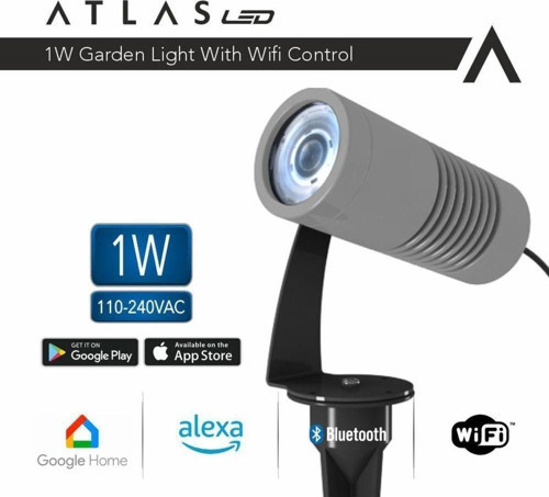 Atlas 1W WI-FI Kontrollü Led Bahçe Peyzaj Spotu-220V Gümüş Gri Kasa