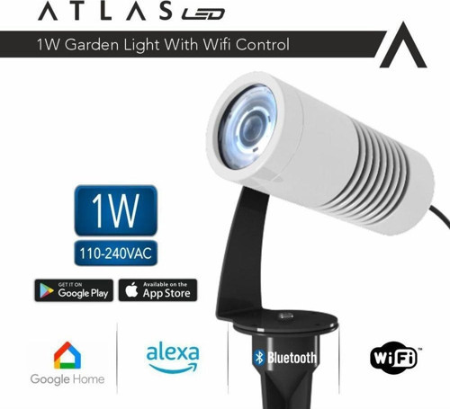 Atlas 1W WI-FI Kontrollü Led Bahçe Peyzaj Spotu-220V Beyaz Kasa