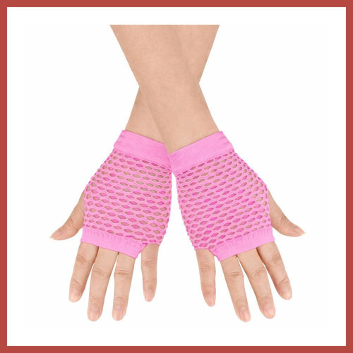 80’ 90’lar Retro Neon Pembe File Parmaksız Kısa Eldiven 11 cm ERDOTICA