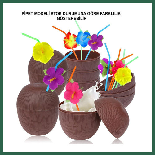 VINTESSY Hindistan Cevizi Hawaii Luau Aloha Pipetli İçecek Kabı Bardak 10x13 cm 1 Adet BZS01