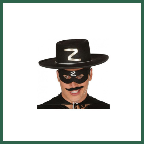 VINTESSY Z Logolu Yetişkin Zorro Şapkası ve Zorro Maskesi BZS01