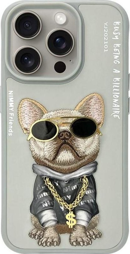 iPhone 15 Uyumlu Gri Dog Series Telefon Kılıfı