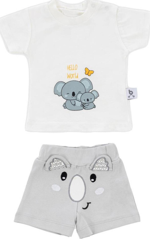 Hero Kısa Kol Desenli Bebek T-Shirt & Nakışlı Şort Seti Koala