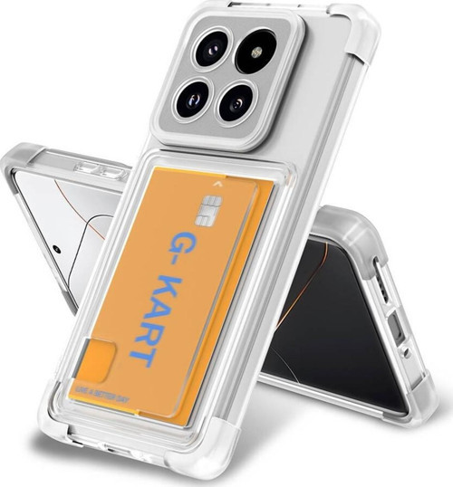 Xiaomi Mi 14 Pro Kılıf Airbag Tasarımlı Şeffaf Kartlıklı Zore G-Kart Kapak
