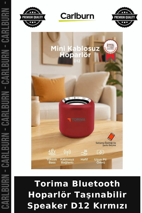 Özel Seri Torima Bluetooth Hoparlör Taşınabilir Speaker D12 Kırmızı Aksesuar Spor Aktivite