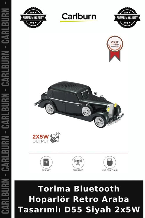 Torima Bluetooth Hoparlör Retro Araba Tasarımlı D55 Siyah 2x5W Ofis Aksesuarı Ses Cihazı Salon Süsü