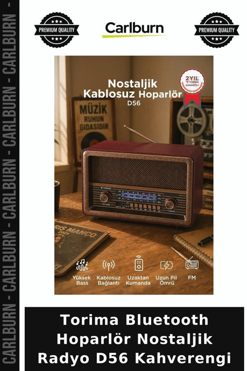 Premium Torima Bluetooth Hoparlör Nostaljik Radyo D56 Kahverengi Ofis Model Aksesuar