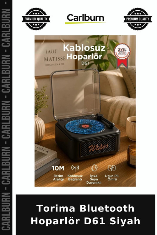 Delux Serisi Torima Bluetooth Hoparlör D61 Siyah Kablosuz Müzik Seyyar Ses