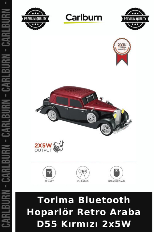 Özel Seri Torima Bluetooth Hoparlör Retro Araba D55 Kırmızı 2x5W Nostaljik Ses Eğlence