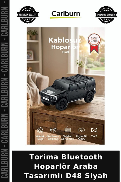 Premium Torima Bluetooth Hoparlör Araba Tasarımlı D48 Siyah Salon Müzik Cep Boy