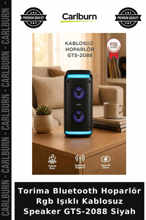 Torima Bluetooth Hoparlör Rgb Işıklı Kablosuz Speaker GTS-2088 Siyah Günün Hediyesi Arkadaşa Ofis