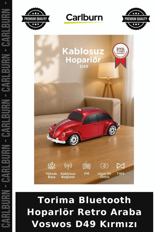Delux Serisi Torima Bluetooth Hoparlör Retro Araba Voswos D49 Kırmızı Radyo Dekor Müzik