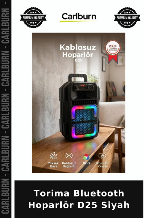 Delux Serisi Torima Bluetooth Hoparlör D25 Siyah Salon Aleti Karaoke Cihazı Mikrofon Set