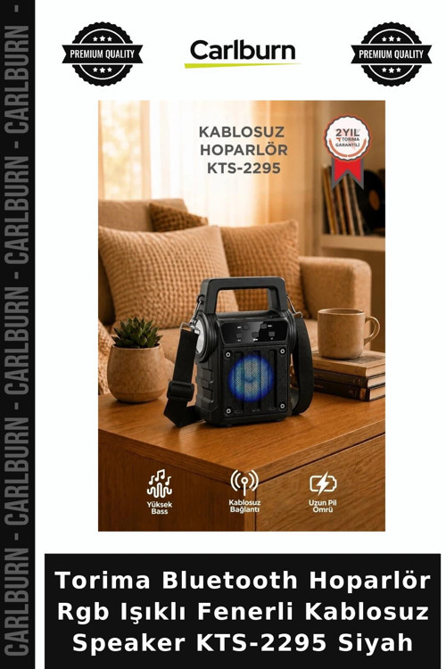 Torima Bluetooth Hoparlör Rgb Işıklı Fenerli Kablosuz Speaker KTS-2295 Siyah Ofis Parti Dinleti