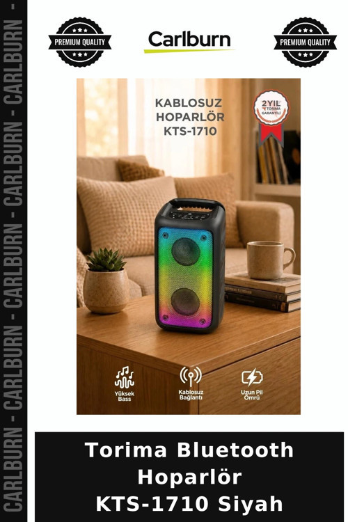 Özel Üretim Torima Bluetooth Hoparlör KTS-1710 Siyah Kablosuz Alet Ses Sistemi Görsel Lamba