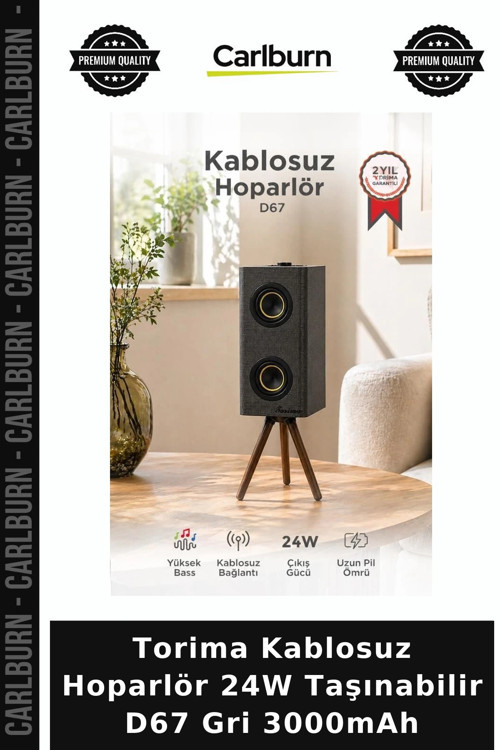 Özel Üretim Torima Kablosuz Hoparlör 24W Taşınabilir D67 Gri 3000mAh Ev Aksesuarı Stil Sahibi