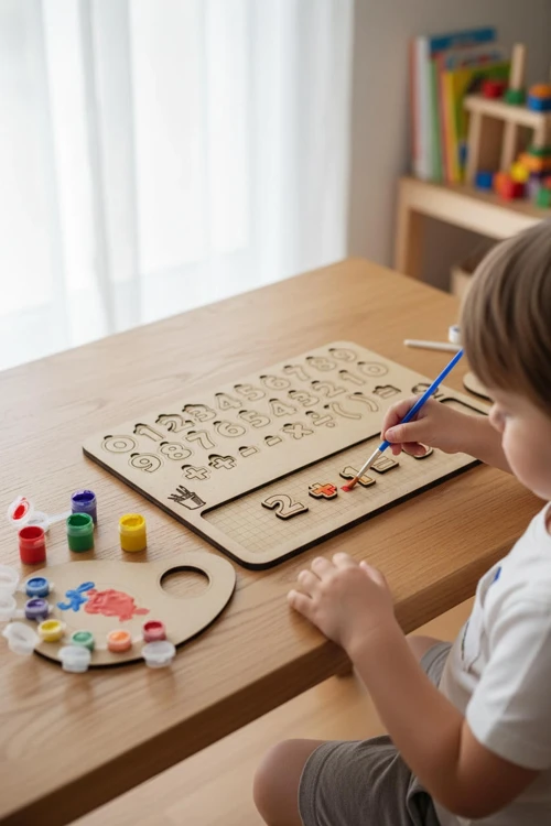Ahşap Boyanabilir Sayılar ve Matematik - Kendin Yap (DIY) Etkinlik Seti
