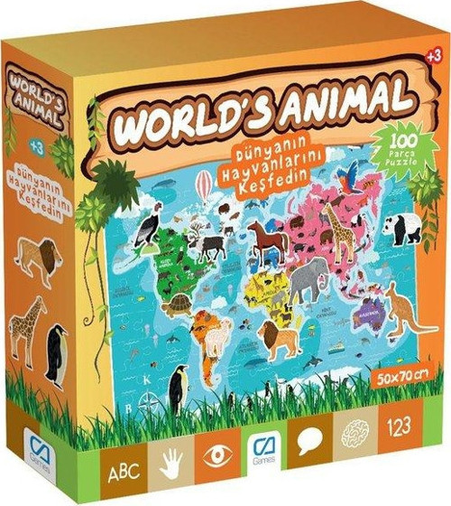 Worlds Animal 100 Parça Çocuk Puzzle