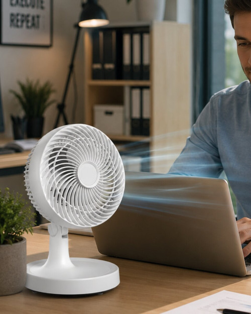 Kompakt Mini Fan Otomatik Salınımlı Sessiz Masaüstü Vantilatör - KKKKKK7834-1381
