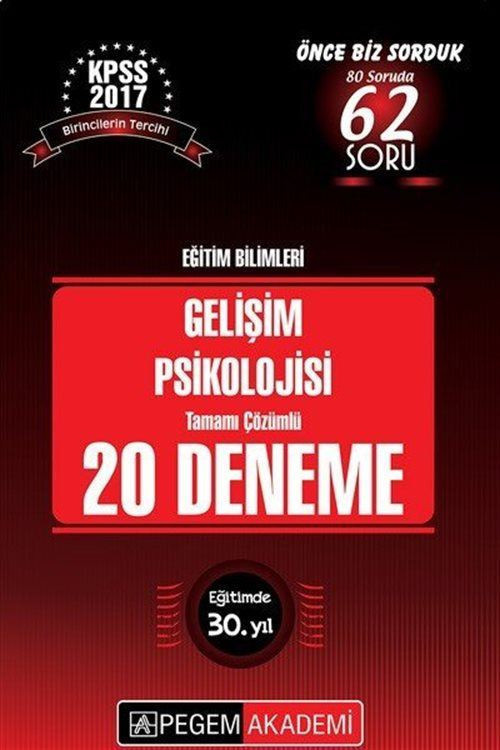 2017 KPSS Eğitim Bilimleri Gelişim Psikolojisi Tamamı Çözümlü 20 Deneme
