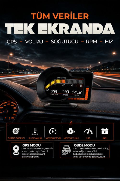 F15 Hud Obd Obd2 Dijital Kilometre Rpm Su Sıcaklığı Basınç Hararet Araç Veri Ekranı Head Up Display