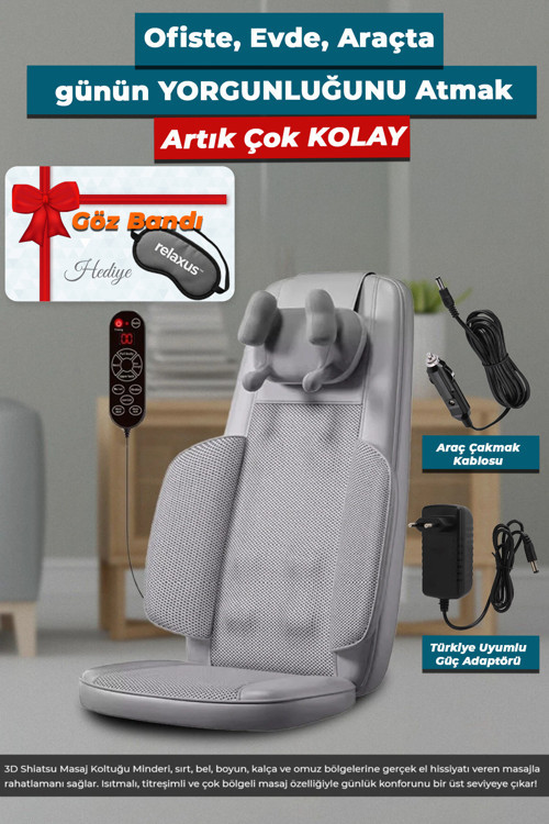 Masaj Koltuğu Minderi Isıtmalı, Titreşimli, Sırt, Bel Ve Omuz Ofis Masaj Cihazı