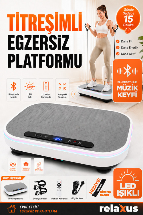 Bluetooth Led Işıklı Titreşimli Egzersiz Platformu Kumandalı Ev Fitness Aleti Direnç Lastiği Hediye