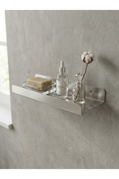 Yapışkanlı / Vidalı Banyo Mutfak Rafı - Su Tahliyeli Ve Lif Askılı Organizer