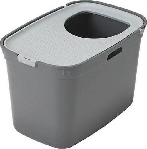 Top Cat Üstten Girişli Kapalı Kedi Tuvaleti Koyu Gri 59 Cm
