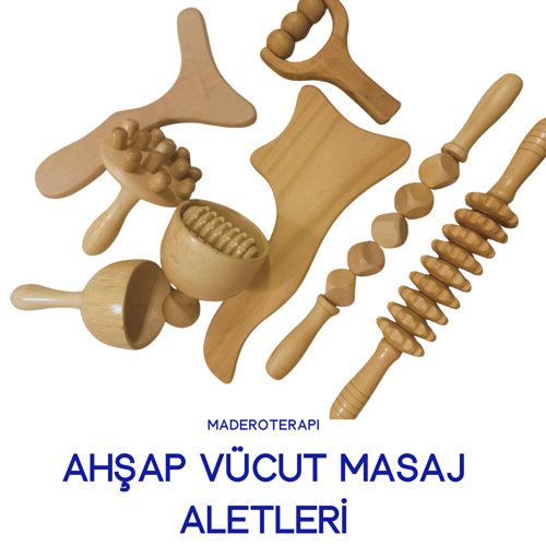 1senartbeauty Profesyonel Maderoterapi Yüz ve Vücut Ahşap Masaj Seti - 8 Parça