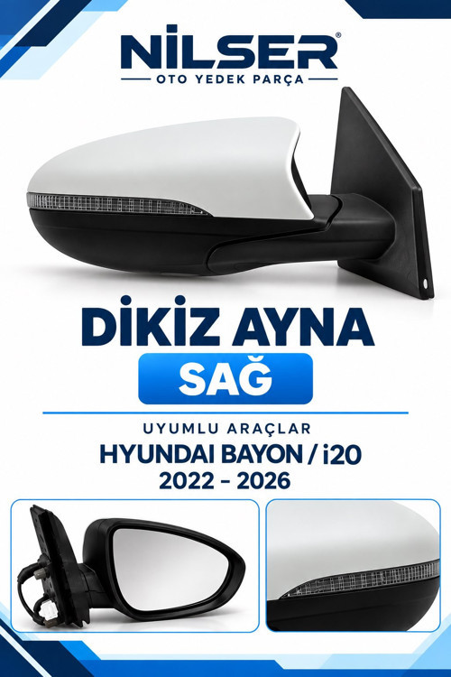 Hyundai Bayon - i20 Sağ Ayna Elekt Sinyalli Katlanır 8 Fiş 2022-26