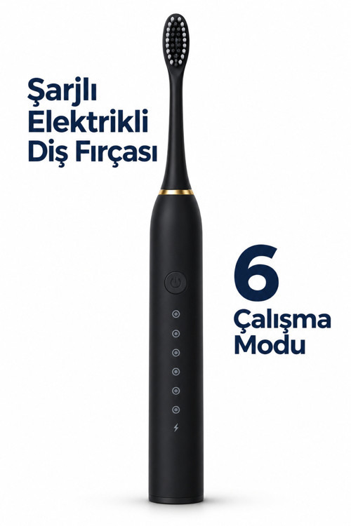 Siyah Şarjlı Elektrikli Diş Fırçası 6 Modlu 5