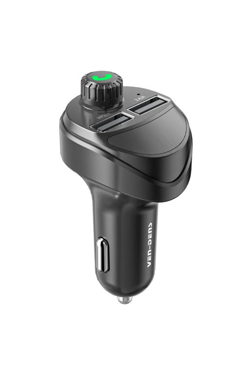 VD-FM004 Bluetooth 5.0 Araç FM Transmitter Cihazı, Çift USB Hızlı Şarj, TF Kart Desteği ve, Siyah