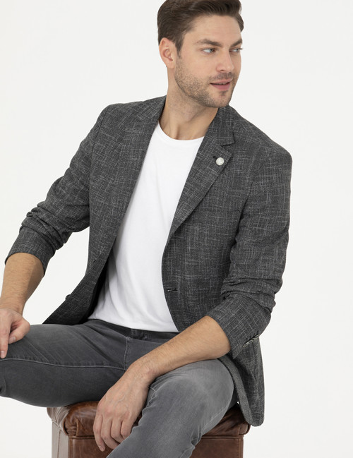 Siyah Slim Fit Ceket İş Stili 50288523-VR046