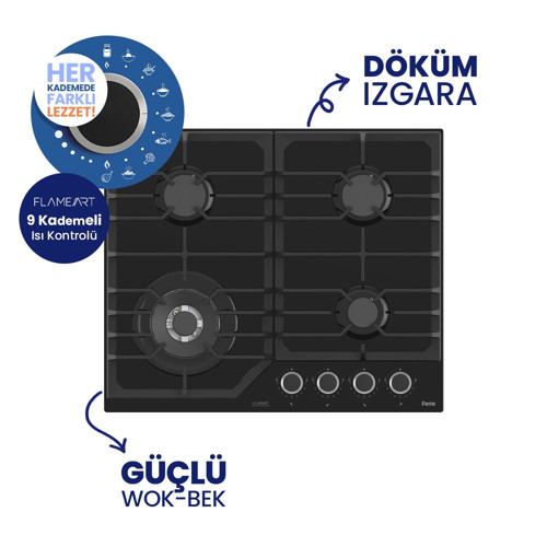NT025/WFA KADEMELİ 60 WOK SİYAH ANK OCAK