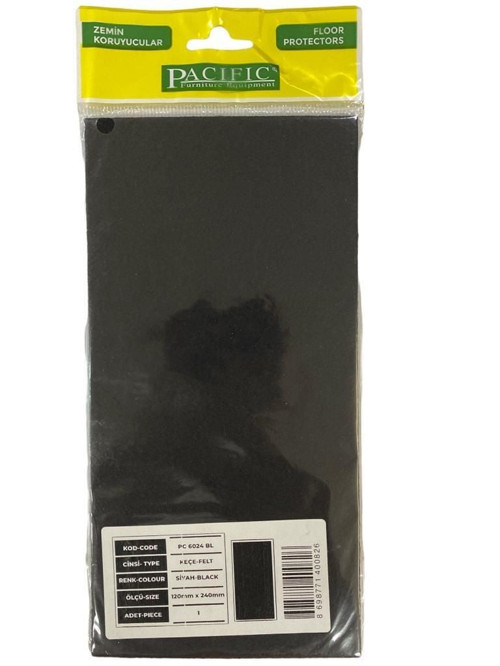 Pacific 6024 BL Yapışkanlı Keçe 120 mm X 240 mm Siyah