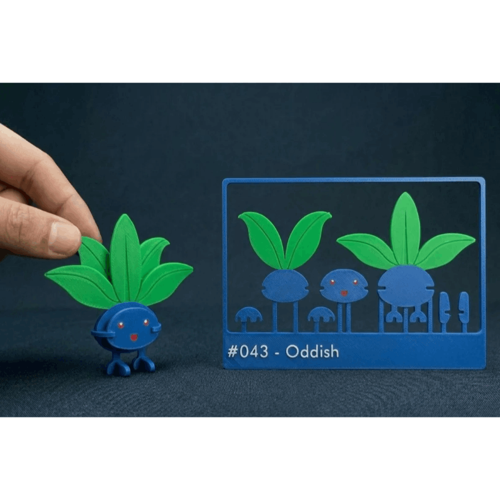 Mavi Gövdeli Yeşil Yapraklı Botanik Anime Figür Yapboz Kiti - Kendin Yap (DIY) Eğlenceli Masaüstü Dekorasyon Süsü, Birleştirilebilir Maket 12x9 cm
