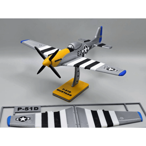 Savaş Uçağı Model Kiti P-51D , Demonte Kendin Yap DIY Askeri Hobi Parçalı Oyuncak, Stantlı Ofis ve Masaüstü Dekoratif Hediyelik Koleksiyon 19x17 cm