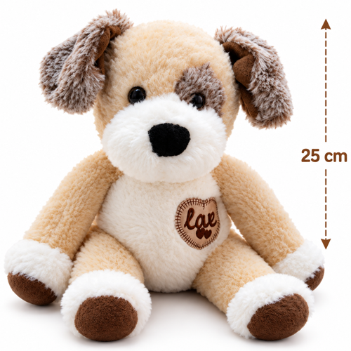 Peluş Köpek Oyuncak 25 cm Love Kalpli Yumuşak Sevimli Köpek