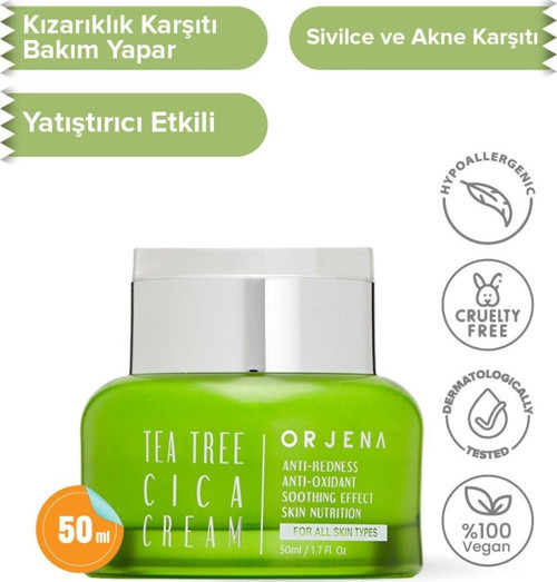 Tea Tree Cica Cilt Bariyer Onarıcı - Kızarıklık Ve Sivilce Karşıtı - Yatıştırıcı Krem - 50ml - Vegan