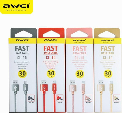 İphone - Uyumlu Awei Fast Data Kablo CL-988 30 cm Kablo Powerbank Kablo Rose Gold