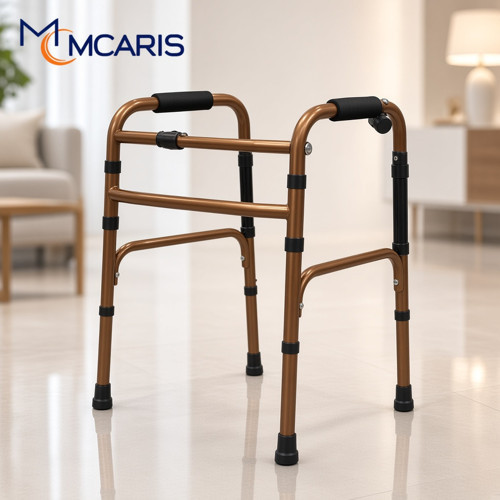 MCARIS Katlanabilir Yürüteç Walker Bronz | Metal Gövde Hasta Yaşlı Yürüteci