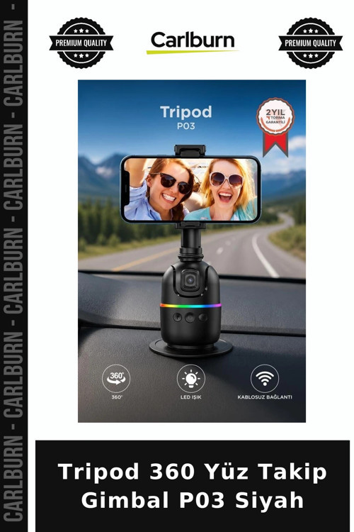 Özel Seri Tripod 360 Yüz Takip Gimbal P03 Siyah Cep Standı Hareketli Stant Çekim Tutucu